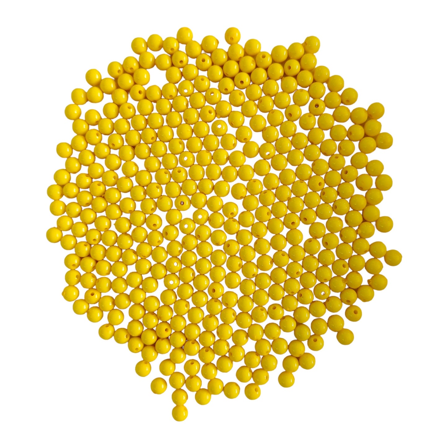 Indian Petals - Round ABS Colored Beads Ideal for Jewelry designing Craft or Decor Round ABS Colored Beads Ideal for Jewelry designing Craft or Decor - 6mm / Yellow / 100 Grams