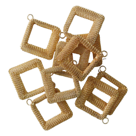 3cm Small Netted Square with Hook Metal Motif for Craft or Decor - 10Pcs