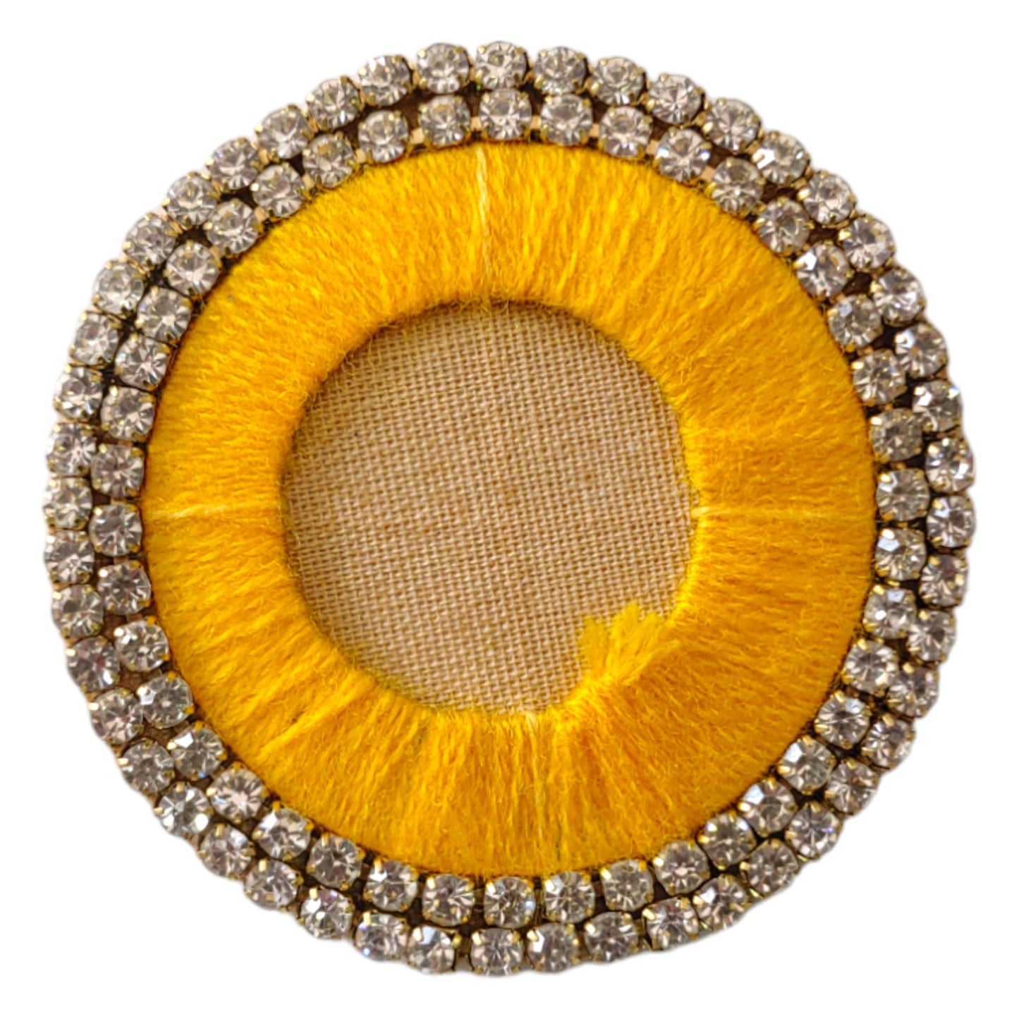5.5cm Stunning Yellow Threaded Round Stones Disc | Craft & Decor- 10 Pcs
