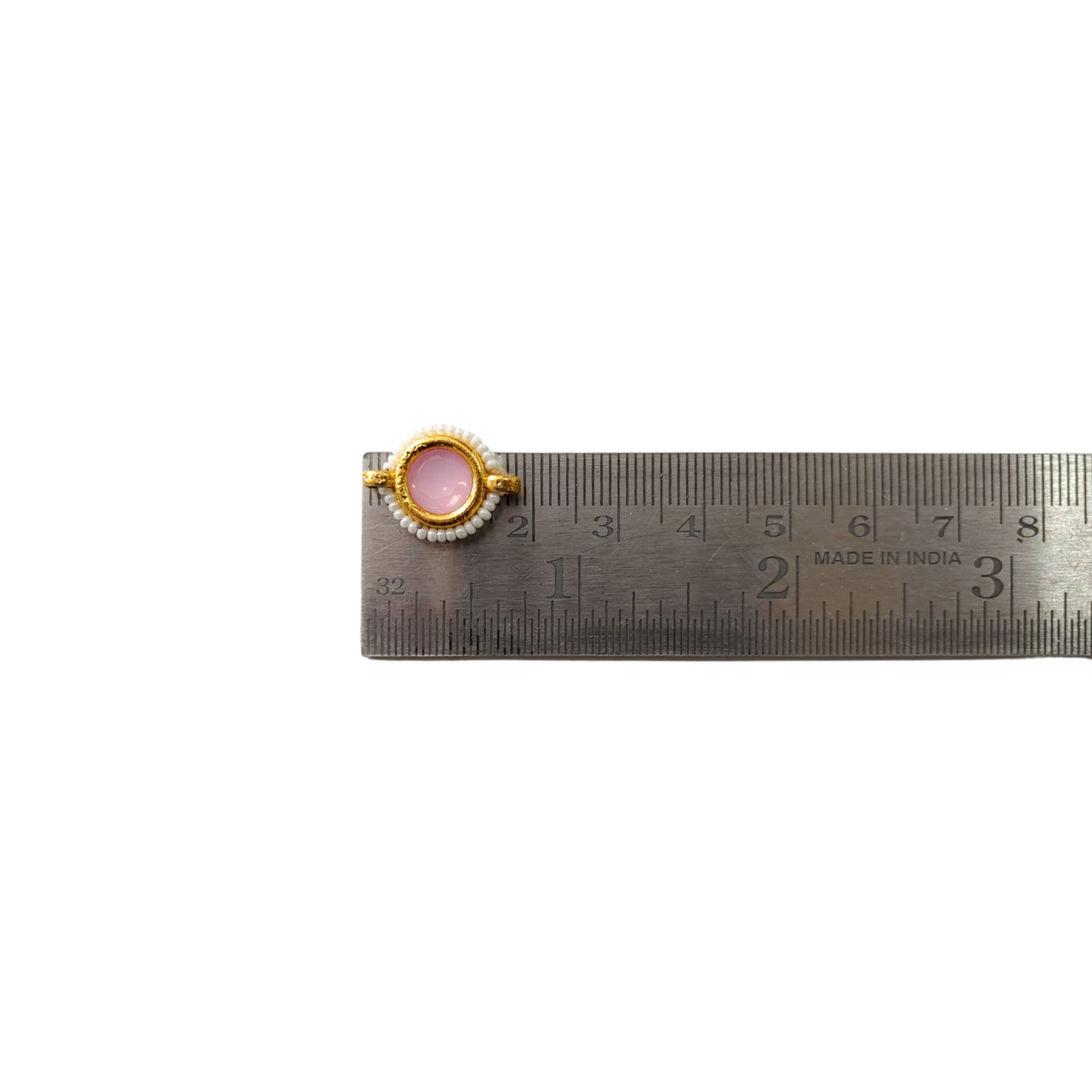 18mm Round Polki Stone Kundan Metal Motif For Craft or Decor - 25 Pcs