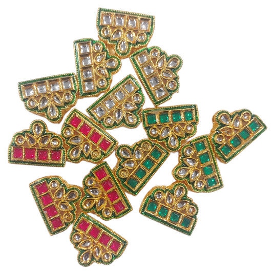 Casting Metal Meena Stone Traditional Pendant Motif  for Craft or Decor - 10Pcs