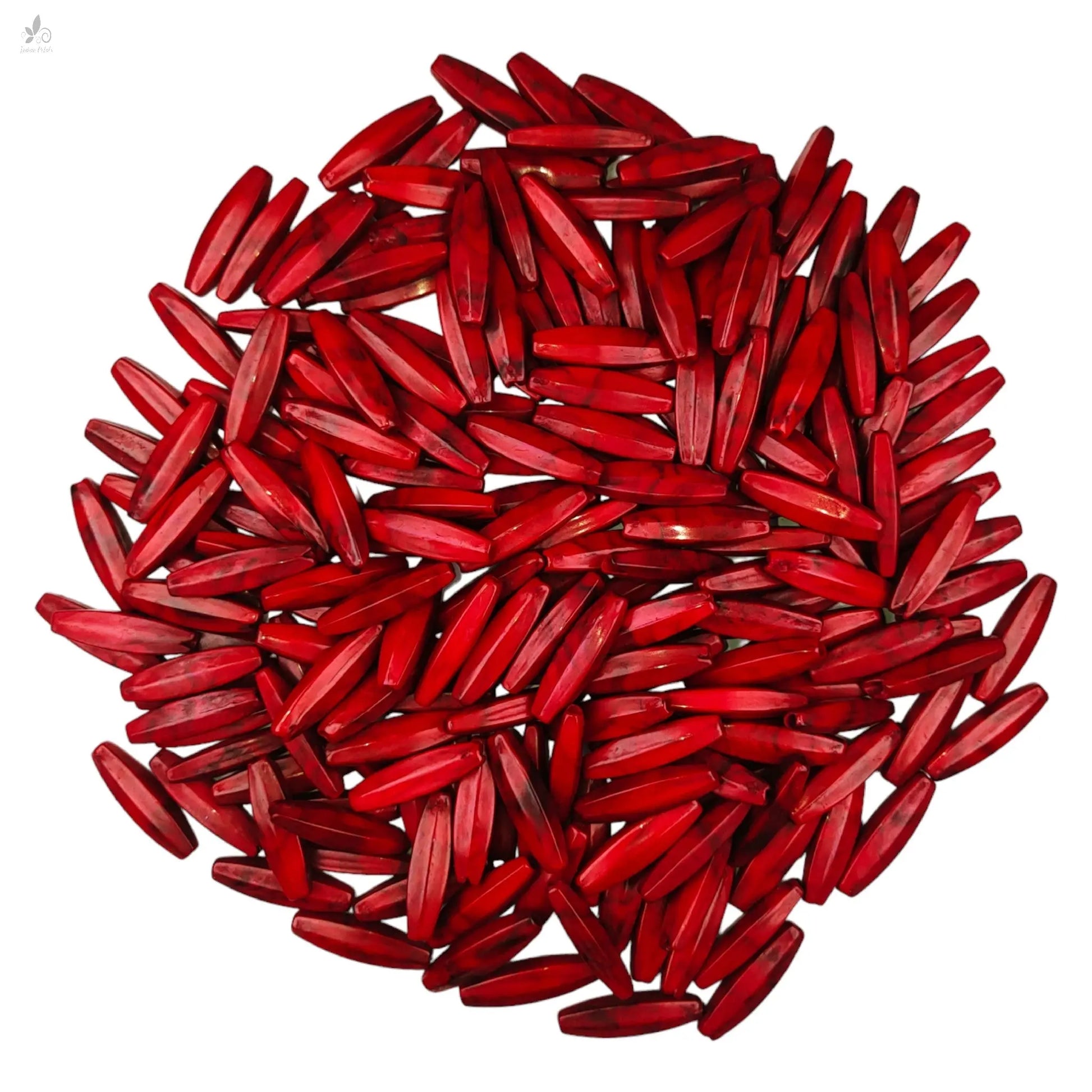 Indian Petals Dark Red Resin Pipe Motif for Craft or Decoration, Jewelry Making - 13558