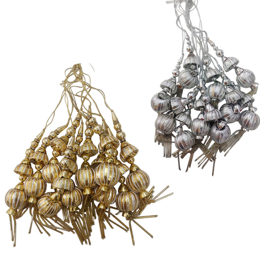 Gota Ball and Cap  Latkan Tassel with Cheed Beads For Craft or Decor - 25 Pcs