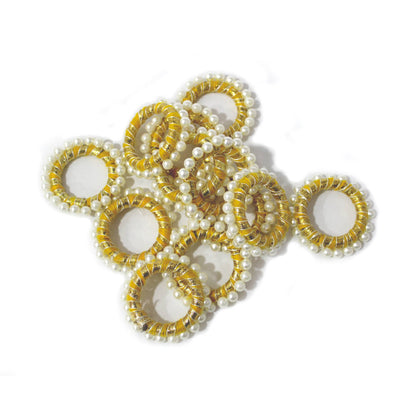 Indian Petals Threaded Round Bangle with Gota and Beads for Craft Packing Decoration - 11554, Medium, Yellow