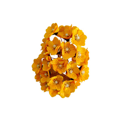 Indian Petals Decorative Artificial Primrose Fabric Flower for Decor, Craft or Textile, 60Pcs -11134, Orange