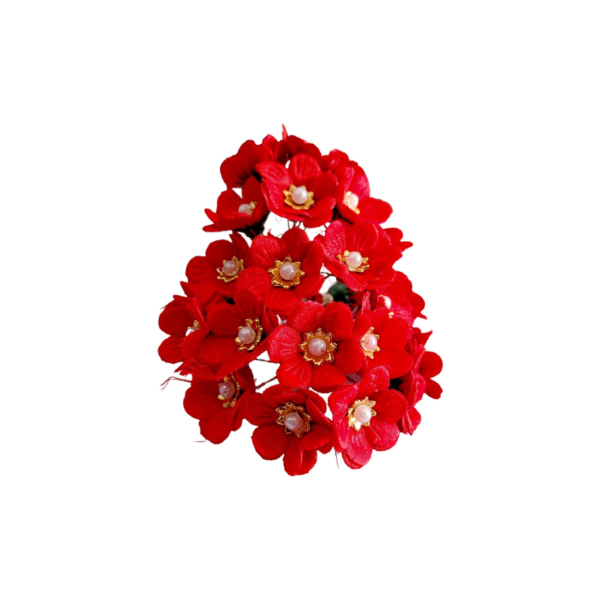 Indian Petals Decorative Artificial Primrose Fabric Flower for Decor, Craft or Textile, 60Pcs -11134, Red