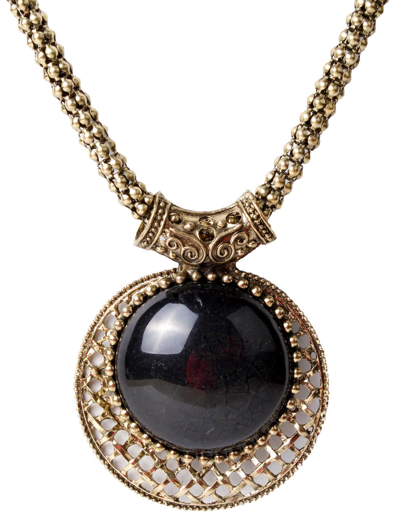 Big Agate Stones Design Imitation Fashion Metal Pendant with Long Chain For Girls