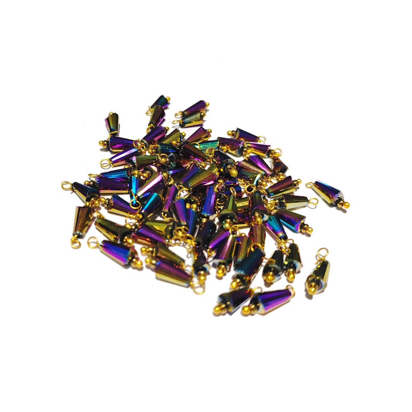 Indian Petals 4x8 Pencil Shaped Glass Bead with Drop for Craft Or Decor - Mix Color -11752