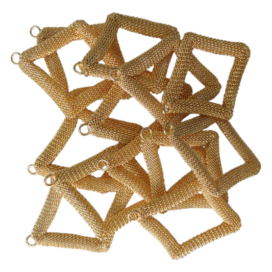  3.5cm Line Small Rombus Shape with Hook Netted Metal Motif for craft or Decor - 10Pcs