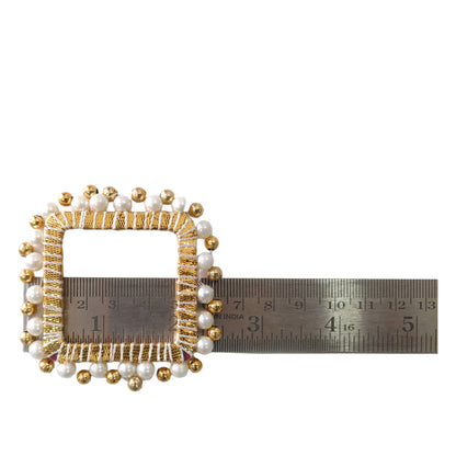 60mm Beaded Square Gota Bangle Golden Motif for Craft or Decor - 25Pcs