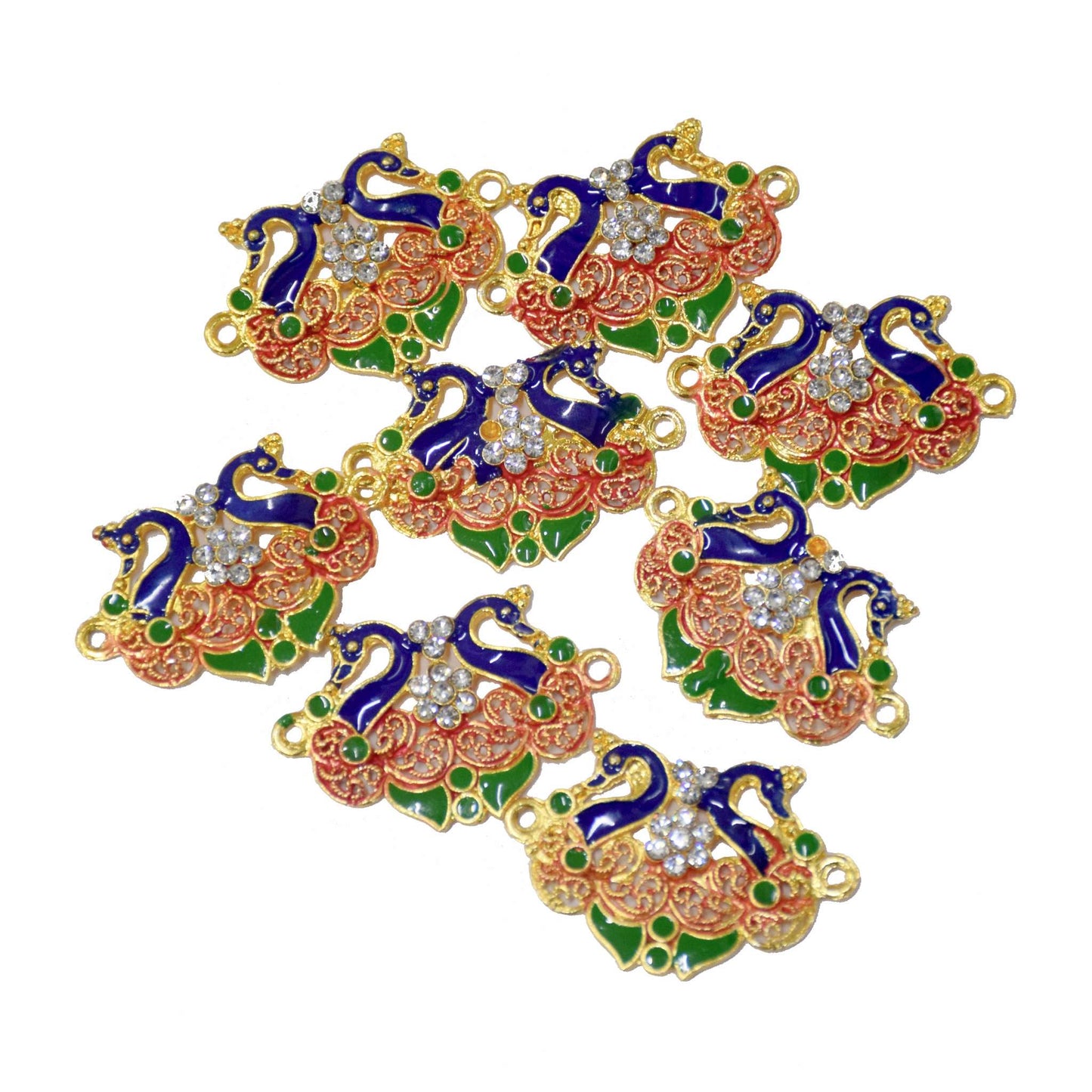 Indian Petals Enamel Coated Peacock Style Metal Mazak Motif for Jewelry Rakhi Craft or Decor