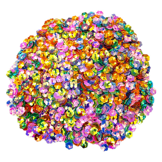 Multicolor Metallic Floral Sequin Sitara Motif for Jewellery Making, Art-Craft, or Decor, 125 Gram, Mix, 7100 Pcs (APX)