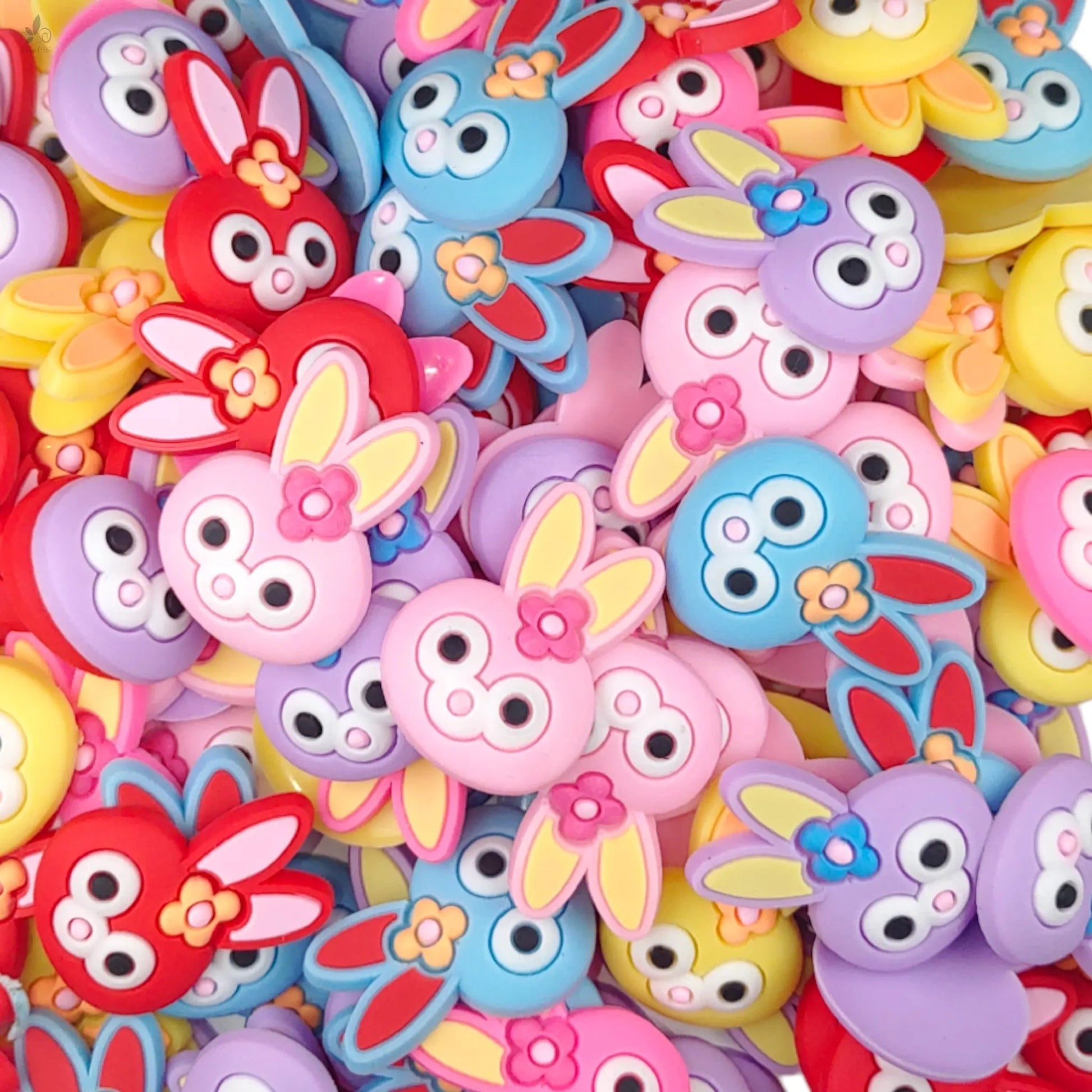 Indian Petals Bunny Face Soft Silicon Resin Motif for Craft or Decoration, 60 Pcs, Mix - 13542
