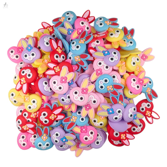 Indian Petals Bunny Face Soft Silicon Resin Motif for Craft or Decoration, 60 Pcs, Mix - 13542