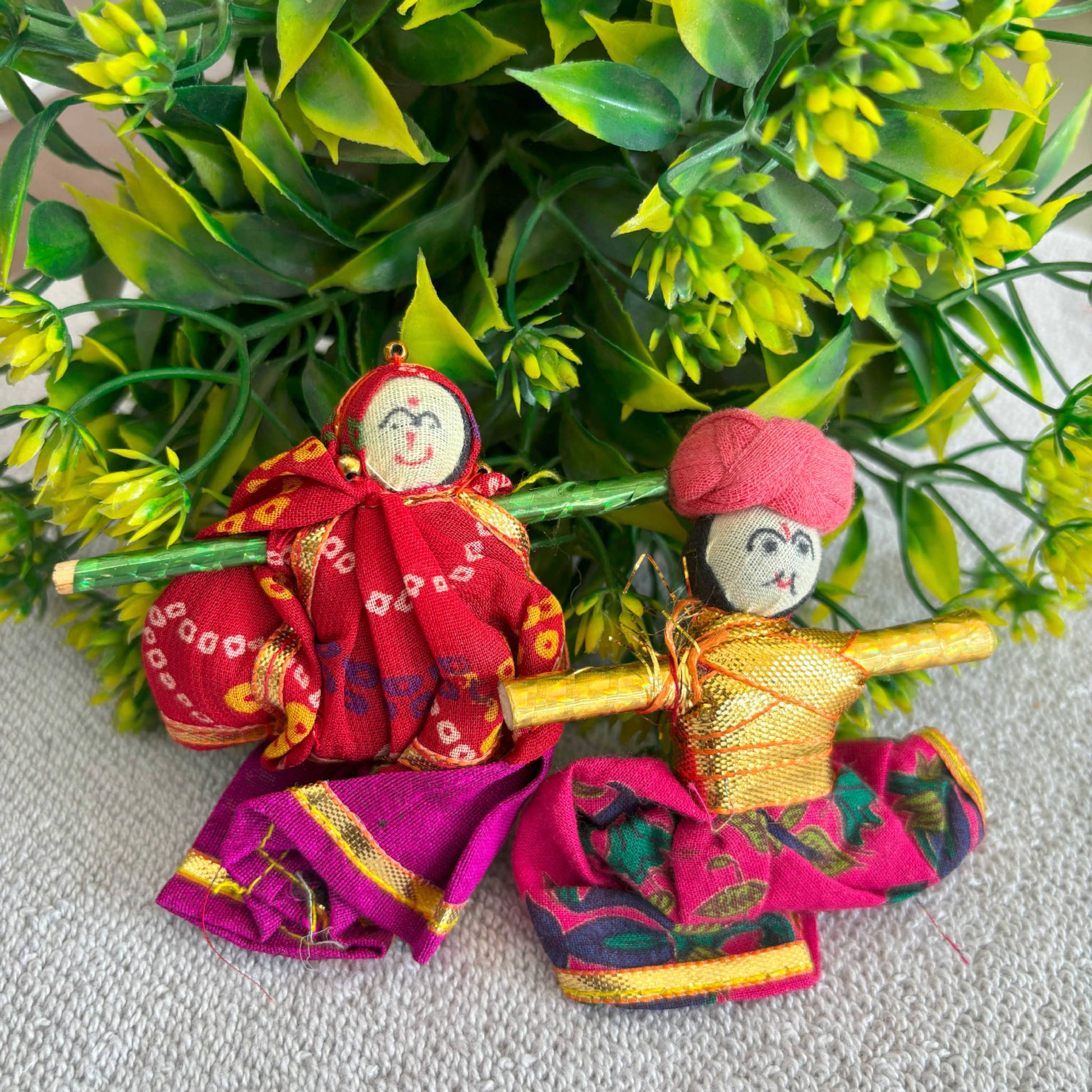 Exquisite Handcrafted Decorative Dolls Pair - Traditional Indian Art 🎨✨