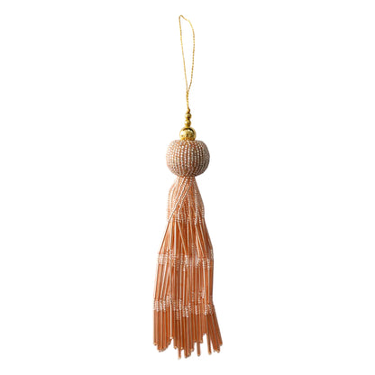 Indian Petals Long Tube Light Fringe with Beaded Ball Tassels for Jewellery Craft or Decoration