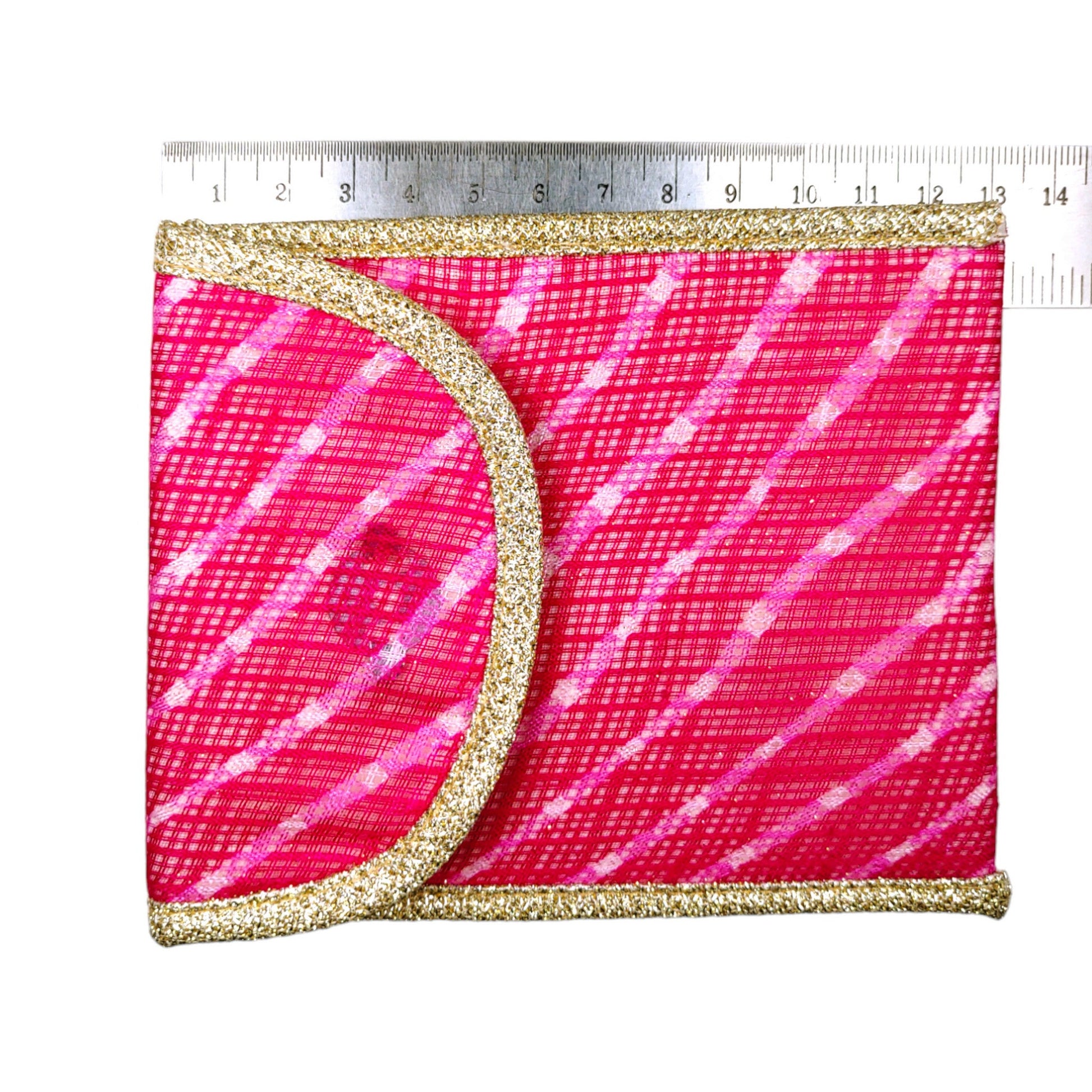 Indian Petals Decorative Glittery Lehriya Pocket with Zari Border Gift Bag / Pouch