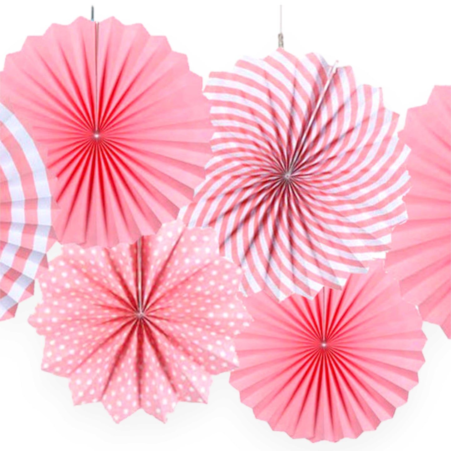 6 Pcs Round Shape Japanes Decorative Backdrop Hanging Paper Fan Set For Party, Birthday, Wedding, Fastivals, Room Decoration