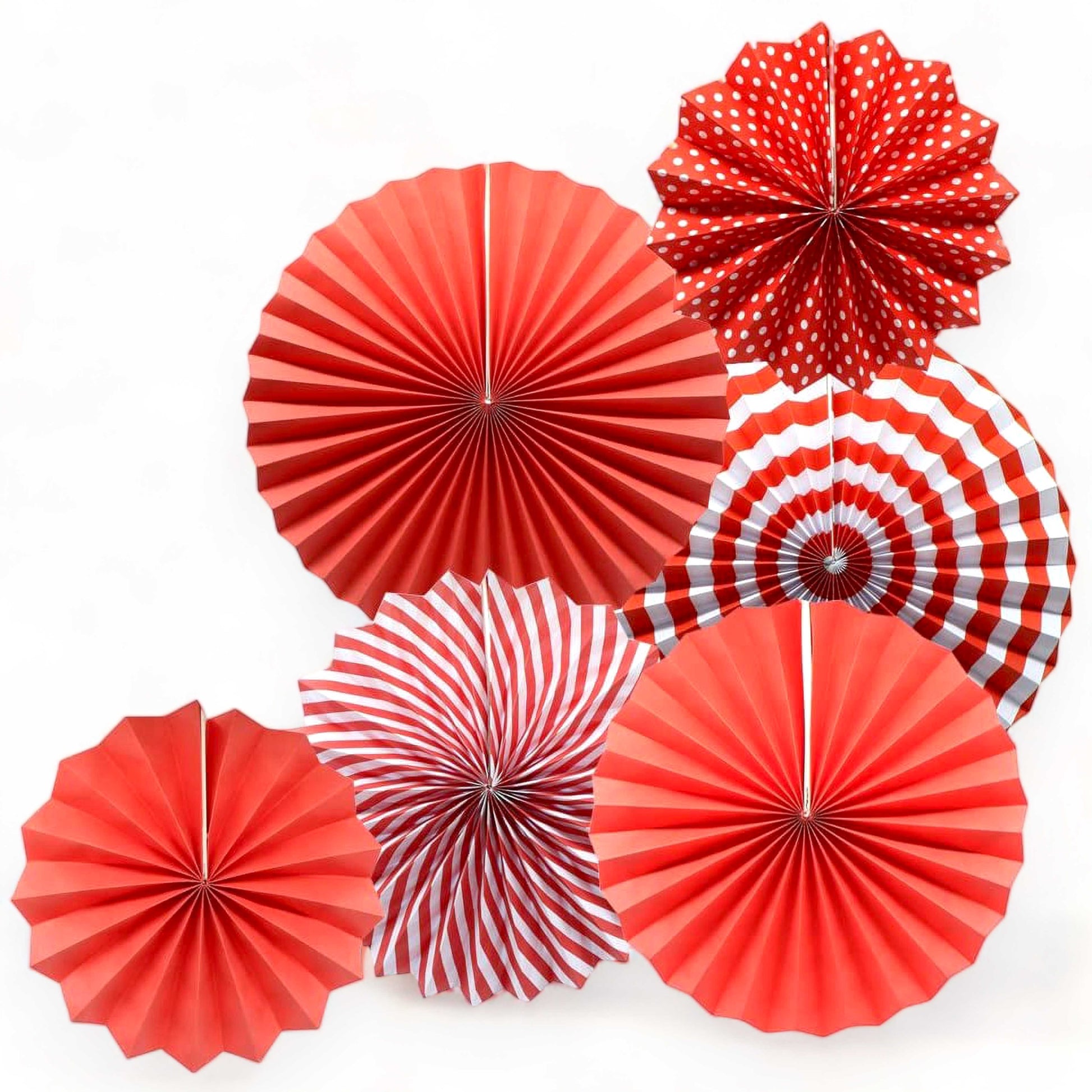 6 Pcs Round Shape Japanes Decorative Backdrop Hanging Paper Fan Set For Party, Birthday, Wedding, Fastivals, Room Decoration