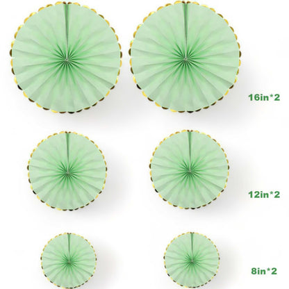 6 Pcs Round Shape Japanes Decorative Backdrop Hanging Paper Fan Set For Party, Birthday, Wedding, Fastivals, Room Decoration