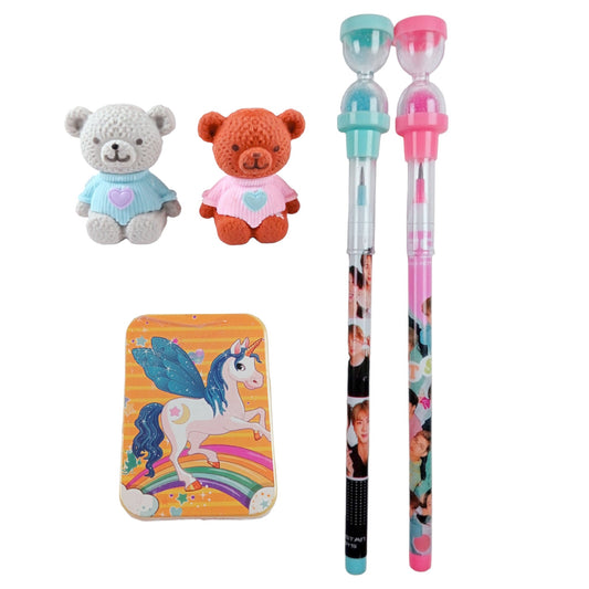 Kid's Stationery Combo Pack for Boy and Girl - Include (Designer Shopner, Eraser and Pencil)