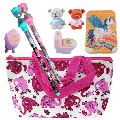 Ultimate Kid’s Stationery Set - Pouch, Sharpeners, Erasers & Pencils 🎒✏️🦄 - Perfect for Boys & Girls