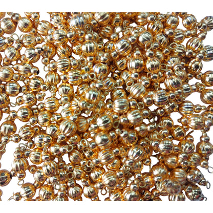 Indian Petals Kharbuja Bead with Drop Shaped Metal Beads Ideal for Jewelry designing & Craft Making, 6mm Metal Ball