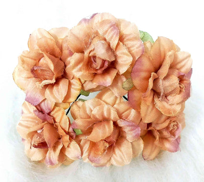 Indian Petals Beautiful Fabric Flowers for DIY Craft, Trouseau Packing or Decoration (Bunch of 12) - Design 3 - Indian Petals
