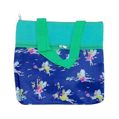Indian Petals Imported Durable Canvas Printed multi purpose utility Medium size Bag with handles for all occasions for the girls and ladies, Design 1, Green - Indian Petals
