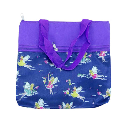 Indian Petals Imported Durable Canvas Printed multi purpose utility Medium size Bag with handles for all occasions for the girls and ladies, Design 1, Purple - Indian Petals