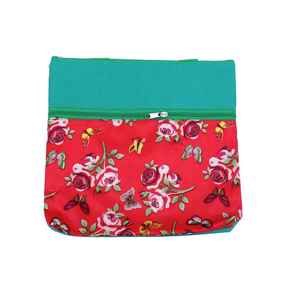 Indian Petals Imported Durable Canvas Printed multi purpose utility Medium size Bag with handles for all occasions for the girls and ladies, Design 3, Green - Indian Petals