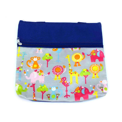 Indian Petals Imported Durable Canvas Printed multi purpose utility Medium size Bag with handles for all occasions for the girls and ladies, Design 5, Dark Blue - Indian Petals