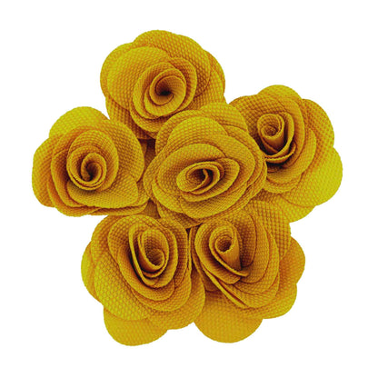 Indian Petals Beautiful Big Fabric Flowers for DIY Craft, Trouseau Packing or Decoration (Bunch of 12) - Design 39, Goldenrod - Indian Petals