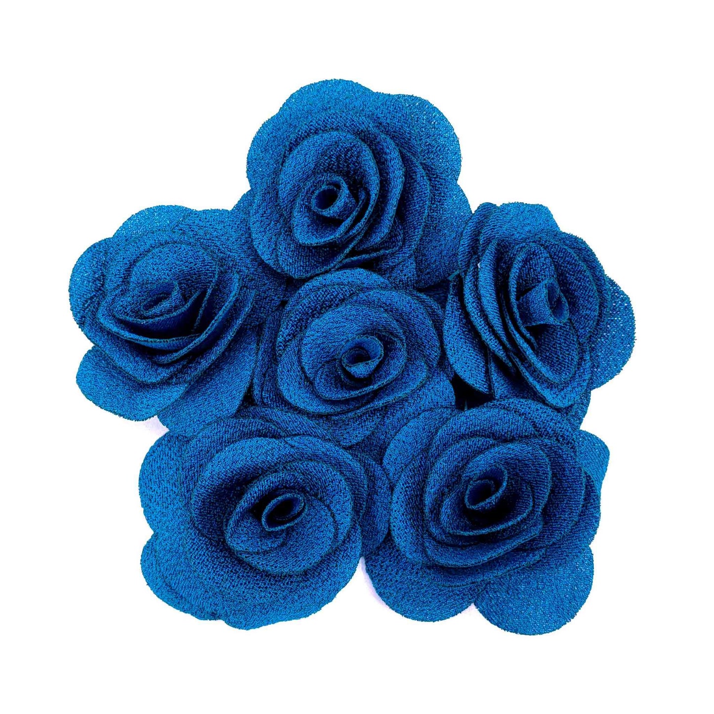 Indian Petals Beautiful Big Fabric Flowers for DIY Craft, Trouseau Packing or Decoration (Bunch of 12) - Design 39, Royal Blue - Indian Petals