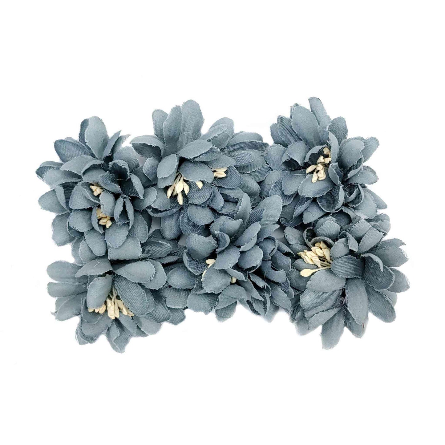 Indian Petals Beautiful Big Fabric Flowers for DIY Craft, Trouseau Packing or Decoration (Bunch of 12) - Design 40, Dark Gray - Indian Petals