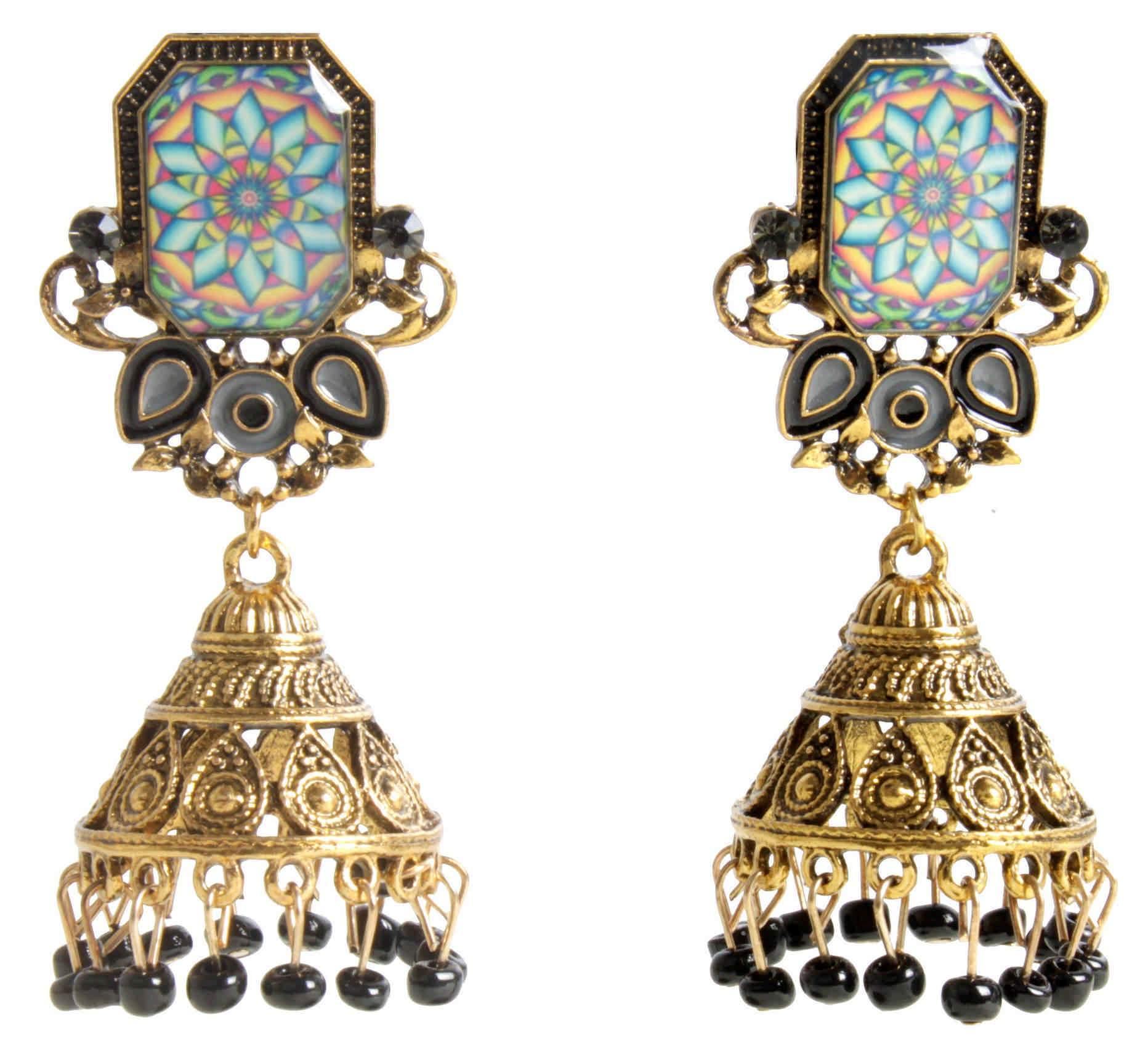 Buy Antico Traditional Ethnic Diamond studded Pink Color Oxidized Jhumka  Earring for Women Online at Best Prices in India - JioMart.