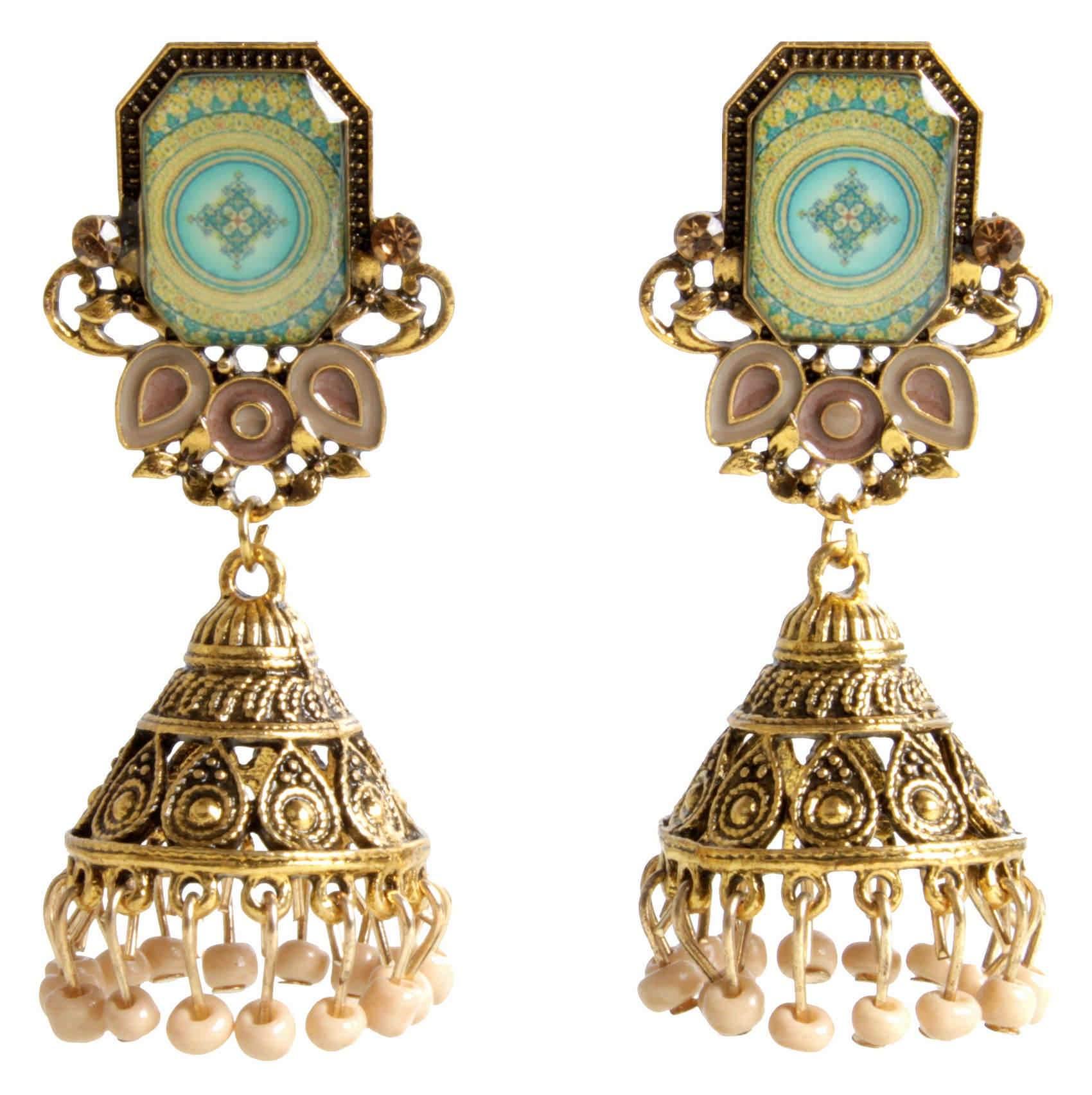 Tarangavi Gold Plated Kundan Stone Dangler Earrings