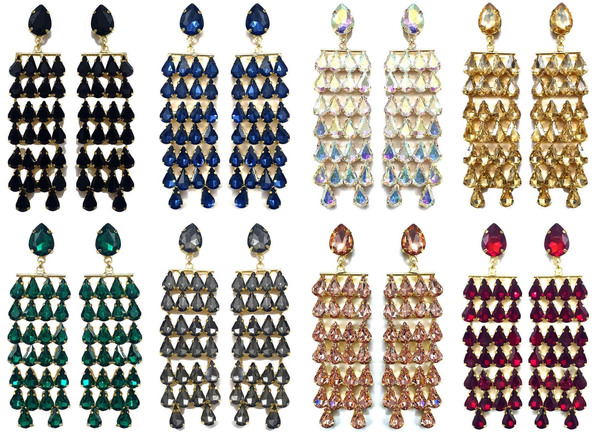 Indian Petals Rhinestone Studded Long Jhalar Style Fancy Artificial Imitation Fashion Dangler Earrings Jhumka for Girls Women - Indian Petals