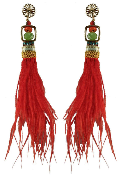 Indian Petals Feather Tassel Design Weightless Style Fancy Artificial Imitation Fashion Dangler Earrings Jhumka for Girls Women - Indian Petals