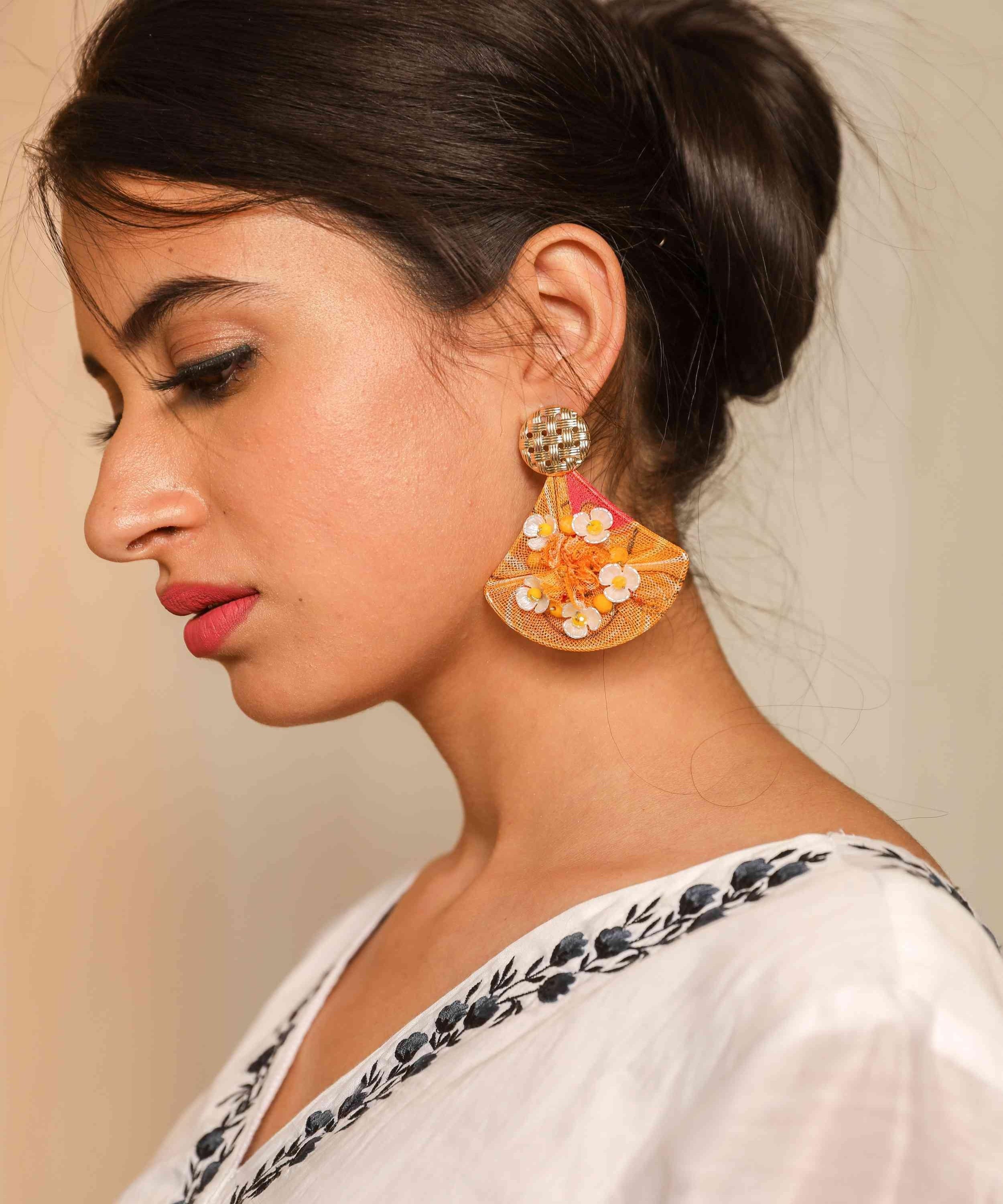Buy Indian Petals Satin Thread work Stylish Fancy Fashion Round Dangler  Earrings with Drops for Girls Women Artificial Fashion Dangler Earrings  Grey  Lowest price in India GlowRoad