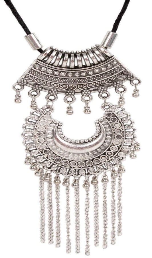 Indian Petals Retro style Afgani design Metal Imitation Fashion Oxidised Necklace with Tassels for Girls and Ladies - Indian Petals
