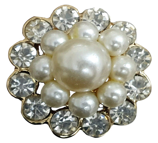 Indian Petals Rhinestones and Pearls Studded Floral Design Imitation Artificial Metal Polished Bridal Ring for Girls - Indian Petals