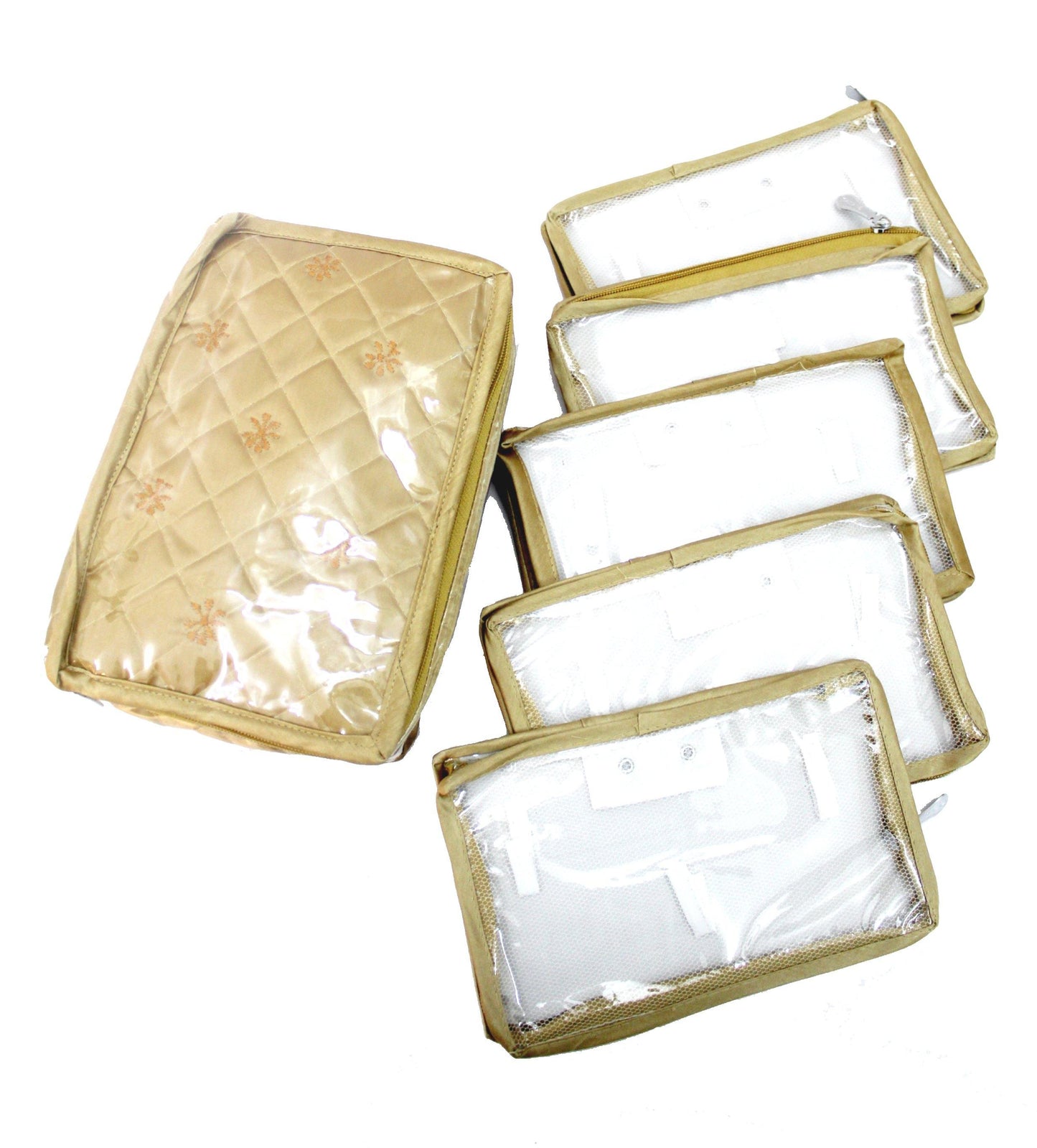 Indian Petals Multi purpose Jewellery Organiser Foldable Kit Bag Toiletry Cosmetic Grooming Vanity Travel Toiletry Kit - Indian Petals