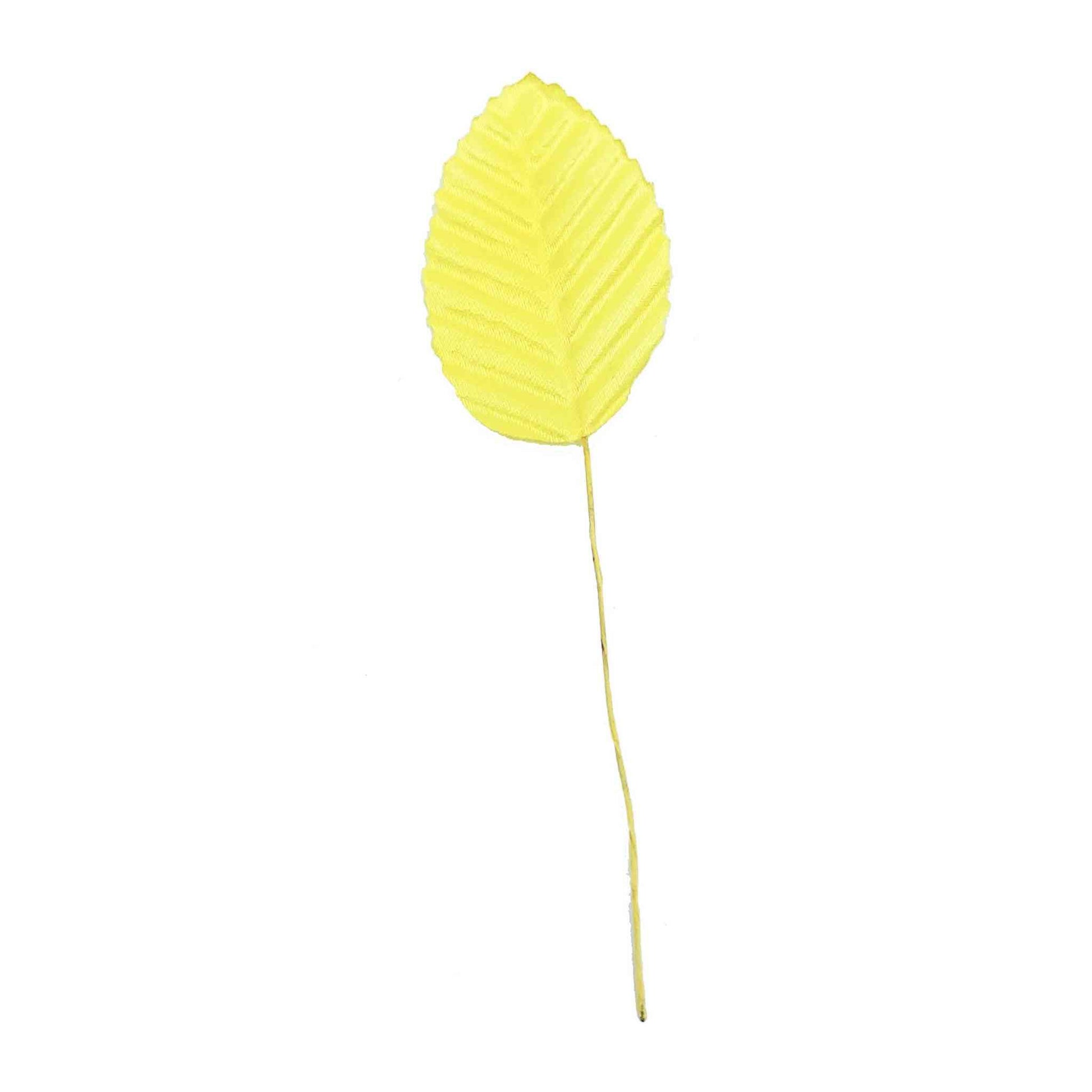 Indian Petals Beautiful Fabric Leaf for DIY Craft, Trouseau Packing or Decoration (Bunch of 12) - Design 60, Yellow - Indian Petals
