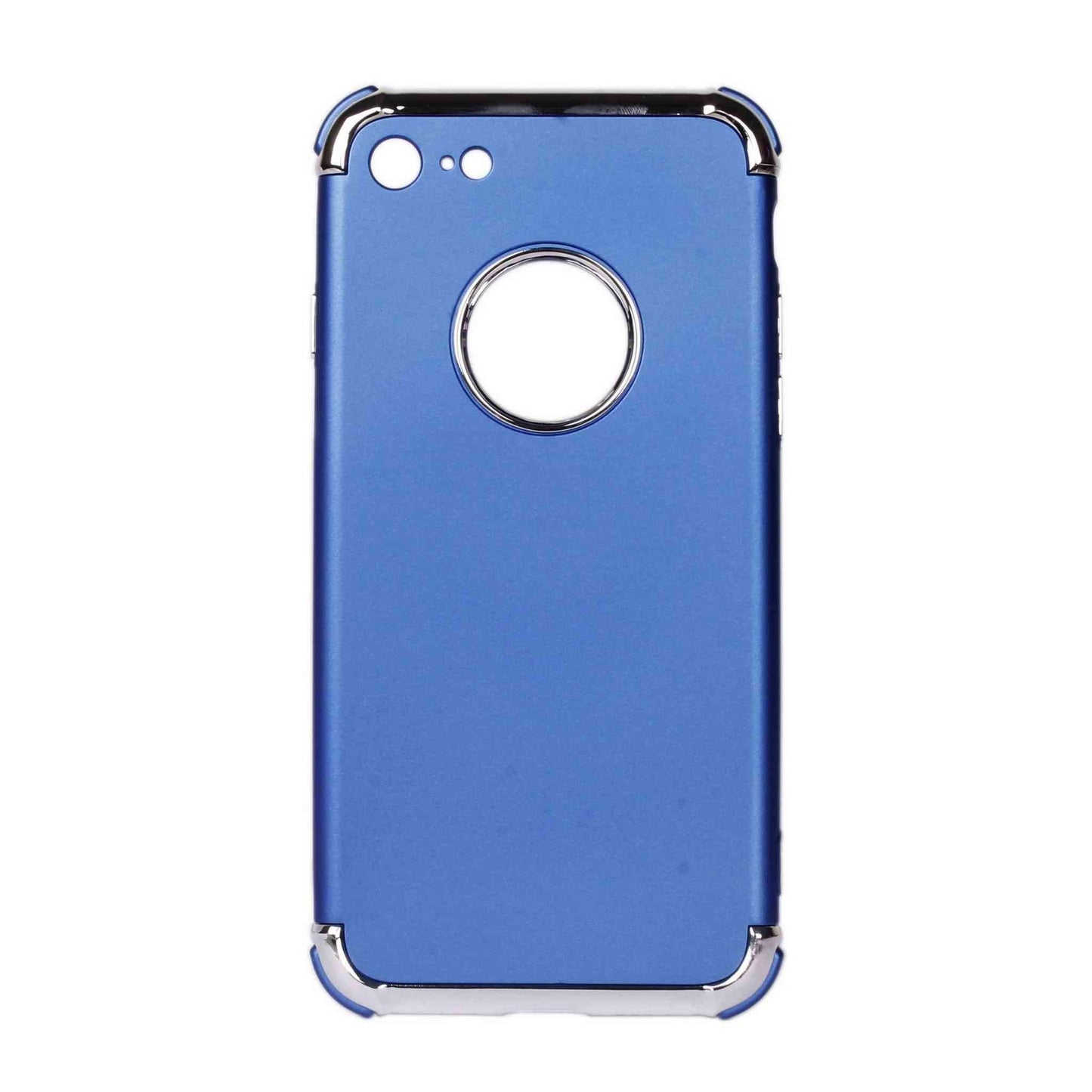 Indian Petals Polycarbonate Electro-plated Shock-proof Anti-scratch Protective Mobile Back Case Cover for Apple iPhone 8, Blue - Indian Petals