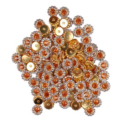 Indian Petals Round Metal Stone Collet Motif Bead For Craft Or Décor - 11705