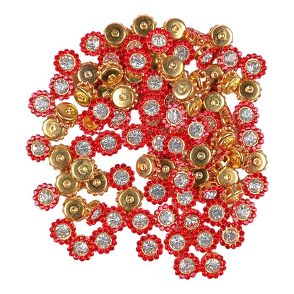 Indian Petals Round Metal Stone Collet Motif Bead For Craft Or Décor - 11705