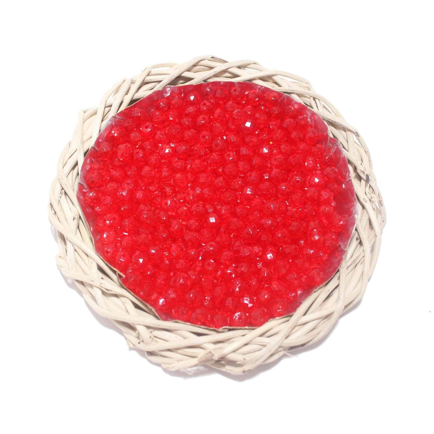 Indian Petals Premium quality small Glass Beads for DIY Craft, Trousseau Packing or Decoration - Design 721, Red - Indian Petals