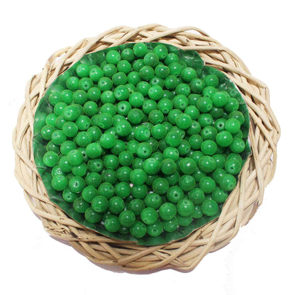 Indian Petals Premium quality Round shape Glass Beads for DIY Craft, Trousseau Packing or Decoration - Design 725, 8mm, Green - Indian Petals