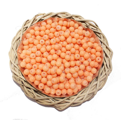 Indian Petals Premium quality Round shape Glass Beads for DIY Craft, Trousseau Packing or Decoration - Design 725, 8mm, Light Salmon - Indian Petals